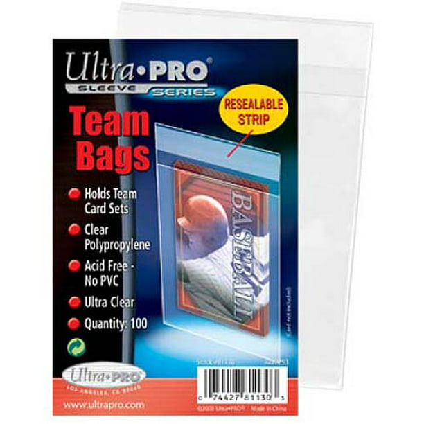 Ultra Pro Pack of 100 One Touch Resealable Poly Bags Sleeves for Card Holder 